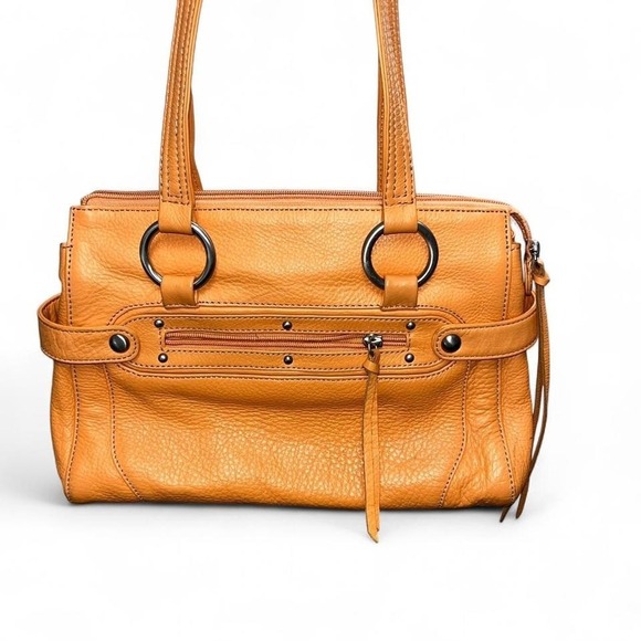 Stone Mountain Leather Purse Orange Satchel Storage Pockets - Picture 2 of 7